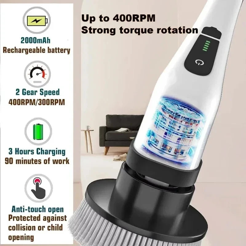Multifunctional Electric Cleaning Brush Electric Cordless Spin Scrubber Toilet Mops Portable Cleaning Tool For Kitchen/Bathroom/
