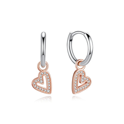 New 2026 Original 925 Sterling Silver Earrings For Women Piercing Hoop Love Heart Earings Rose Gold Wedding Gift Luxury Jewelry