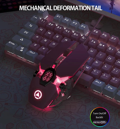 G30s Pink Mouse with RGB Backlit Light  Silence Click Wired Mice for PC