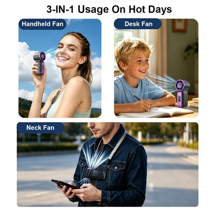 Portable Handheld Fan Mini Outdoor Pocket Fan Ultra Small Personal Hand Fan Pocket Size Neck Hanging Fan With Digital Disply