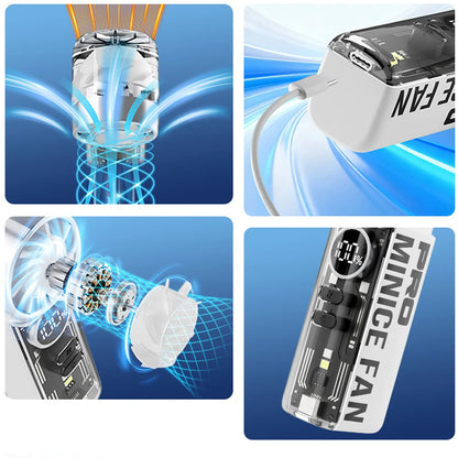 Portable Handheld Mini Fan, Personal Fan with LED Display, USB Rechargeable, Mini Fan with Lanyard for Makeup, Travel, Outdoor