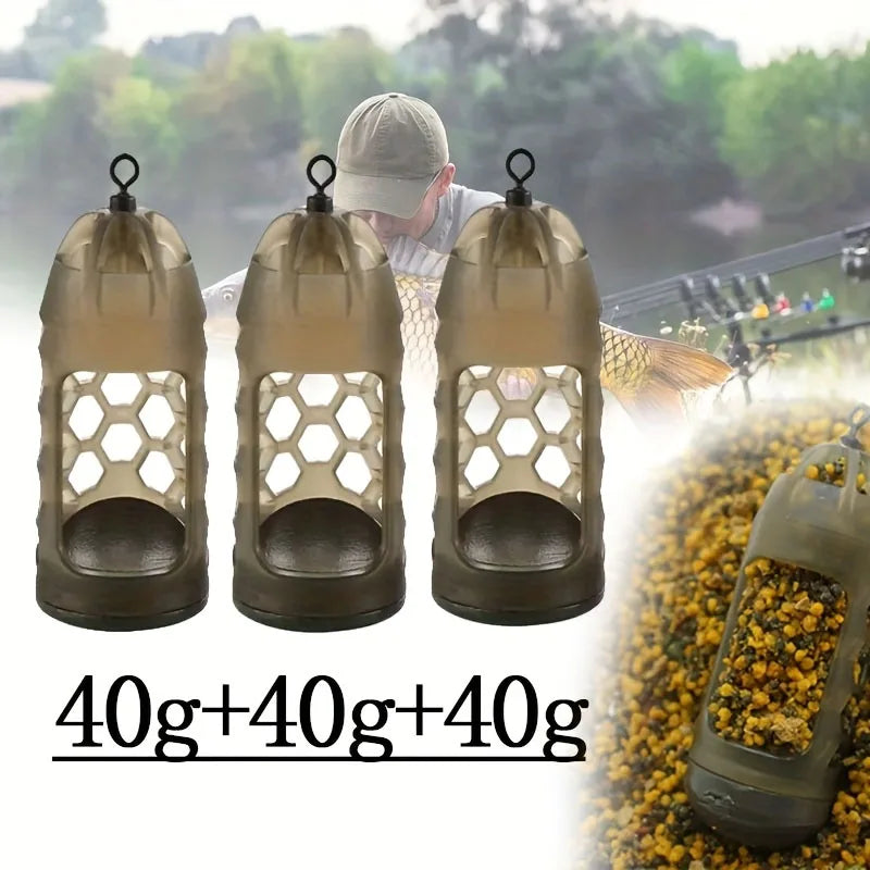 2/3pc Carp Fishing Feeder with Weight | Light Brown High-Density Polymer Bait Holder for Efficient Distribution & Easy Loading