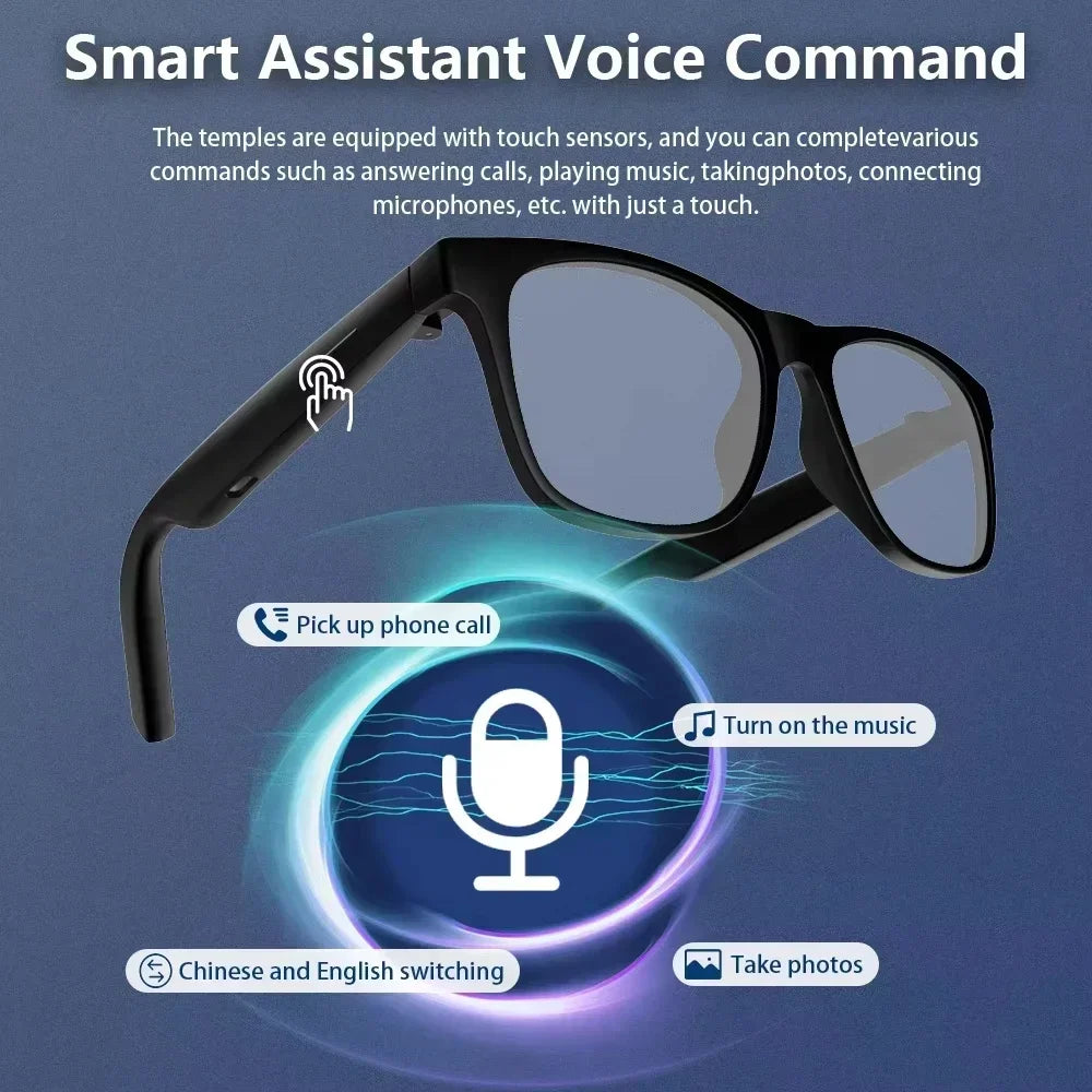 Lenovo 2026 New AI Remote Control Touch Smart Glasses 8K HD Camera Translator Voice Assistant Music Player Bluetooth Sunglasses