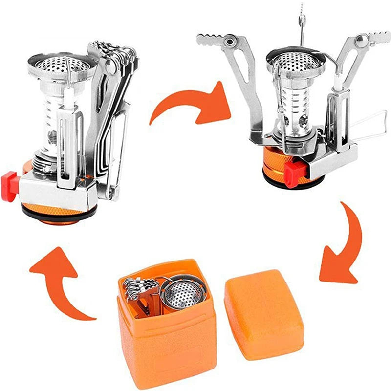 Ultra-Light Portable Gas Burner, Mini Camping Stove with Piezo Ignition for Outdoor Cooking Hiking Picnic〔YY26〕
