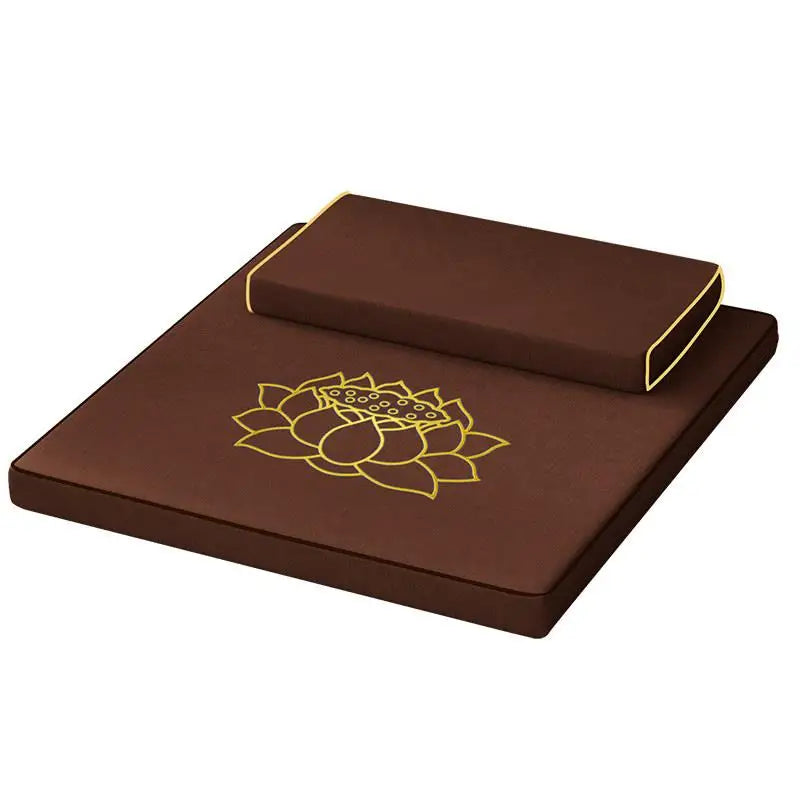 Thickened Zen Meditation Pad Coconut Fiber Embroidered Yoga Mat Home Use Sitting Cushion Yoga Mat Plant Floral Pattern