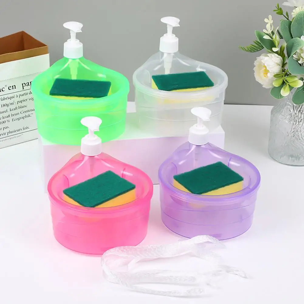 Soap Dispenser Bottle With Sponge for Detergent Liquid Kitchen Dish Soap Dispenser Kitchen Sponge Dispenser Manual Soap Pump