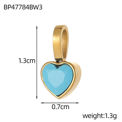 Classic Love Heart Square Zircon 12 Birthstone Pendant DIY Pendant Stainless Steel Waterproof Geometric Jewelry Birthday Gift