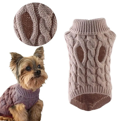 New Pet Small Pet Dog Clothes Sweater Fashion Autumn Winter Solid Fried Dough Twists Knitting Warm Comfort Clothing