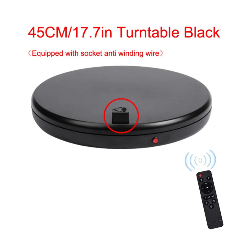 45CM/17.7in Motorized Rotating Display Stand Display Base 360°Rotatable Electric Potography Turntable for Products Display Live
