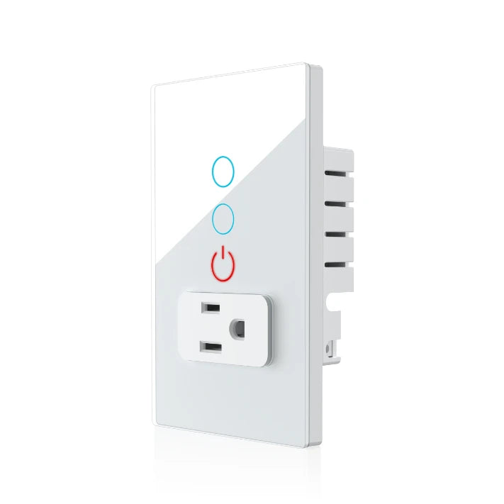 Melery Wifi Smart Tuya Light Switch Stairs Mexico US Wall Socket Plug Outlet Intelligent Glass Panel Remote Alexa Google Home