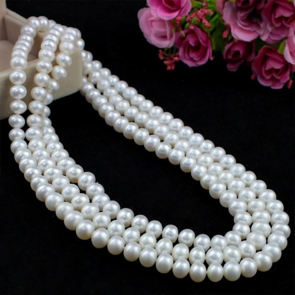New Exquisite Imitation Pearl Necklaces Multilayer Vintage Long Necklaces Elegant Style Pearl Bead Women Fashion