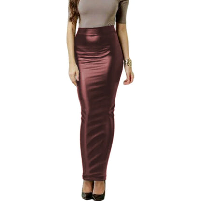 Women Bodycon Long Skirt Black High Waist Pu leather Tight Maxi Skirts Club Party Wear Elegant Pencil Skirt Saia faldas Big Plus