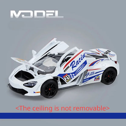 1:24 720S Alloy Racing Car Model Diecast Metal Sports Car Model Simulation Sound and Light Collection Childrens Toy Gift