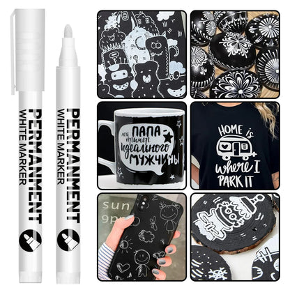 White Paint Pen for Rock Painting,Stone,Ceramic,Glass,Wood,Tire,Fabric,Metal,Canvas. Set of 3/6 Acrylic Paint White Marker