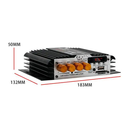 Mini Audio Amplifiers for Car Digital Sound Amplifier for Home Car Power 12V Support Treble Bass USB Card Audio Bluetooth