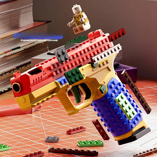 Airsoft-Spielzeugpistole mit Bausteinen, die Patronenhülsen wirft, Dauerfeuer, Blowback, leere, hängende Spielzeugpistole, Outdoor-CS-Waffe für Jungen und Erwachsene