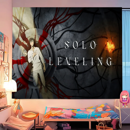 Solo Leveling Anime Cartoon Tapestry Art Science Fiction Room Home Decor Wall Hanging Home Decor