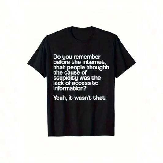 Women's Black T-shirt—printed with Memes and Quotes From Before The Internet, Casual Short-sleeved.graphic T Shirts Personality