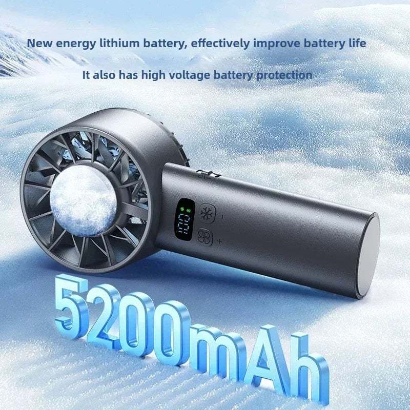 TINSOL Ice-cooling high-speed handheld fan 5200mAh portable mini fan, suitable for travel, camping, and outdoors