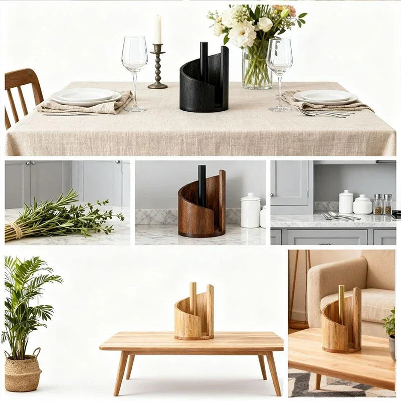 Mountain Wooden Paper Towel Holder, Wood Paper Towel Stand, Dispenser Rack, Holder Stand for Kitchen Roll Organize for Dining