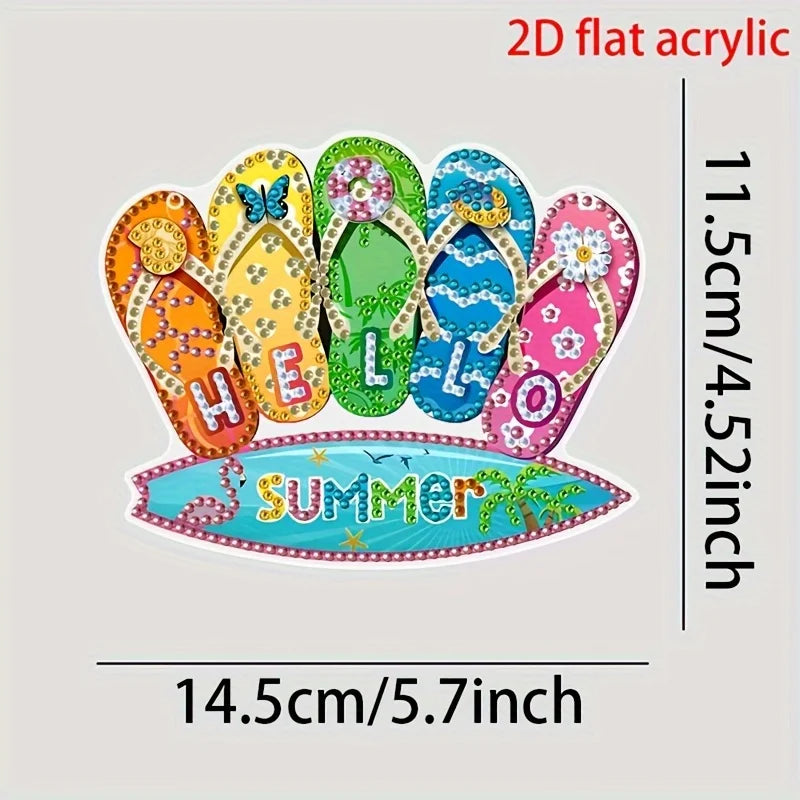 2D Diamond Painting Kit, Colorful Summer Atmosphere Hanging Decor