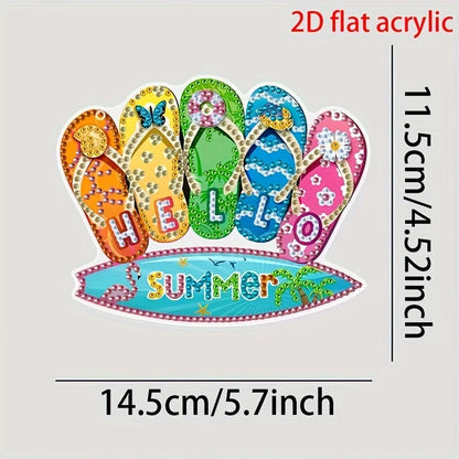 2D Diamond Painting Kit, Colorful Summer Atmosphere Hanging Decor