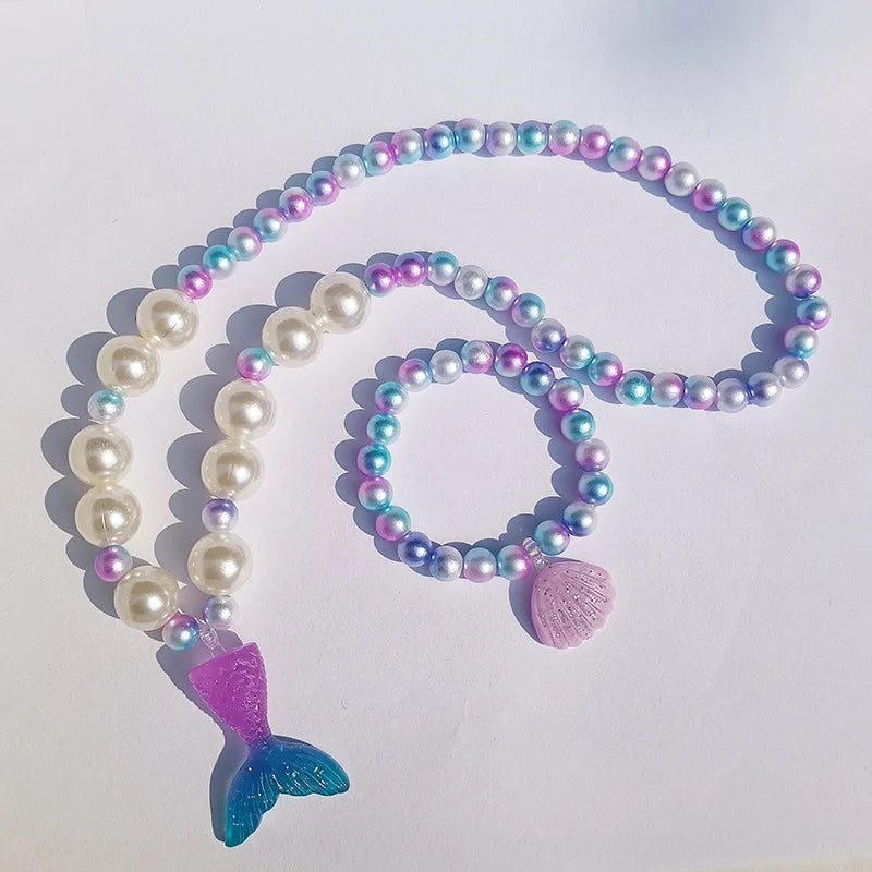 children's necklace three-piece set unicorn necklace rainbow necklace mermaid necklace