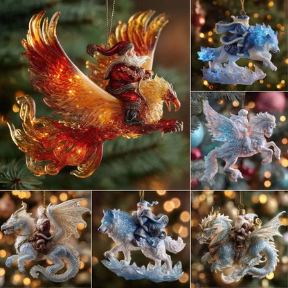 Flat 2D Animal-themed Xmas Decorations, Seasonal Acrylic Hanging Pendants for Tree