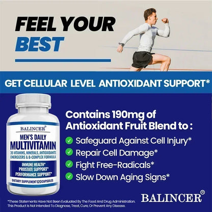 Men's Multivitamin - Contains vitamins B12, B6, zinc and selenium to support coordination, heart, immunity and prostate health
