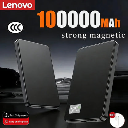 Lenovo 500000mAh Magnetic Wireless Power Bank Ultra Thin Portable CCC Certified Super Fast Charging LED Display Pack for MagSafe