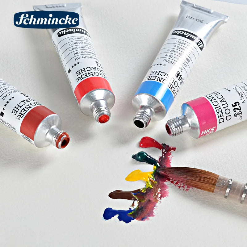 Germany Schmincke Designer Gouache Paint Tube 20ml Opaque Gouache Paint Professional Artist 48 Colors Drawing Art Supplies Cute