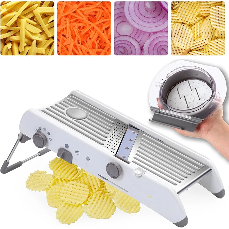 Adjustable Mandoline Slicer Stainless Steel Vegetable Chopper Slicer Veggie Chopper with Waffle Maker| French Fry Cutter YY120