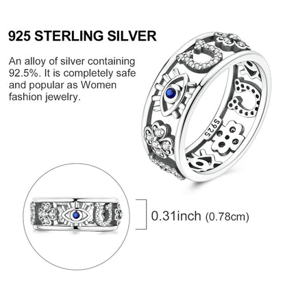 Hot Sale 925 Sterling Silver Ring Eye Plam Frefly Stars Heart Rings For Wedding Women Girls Jewelry Anniversary