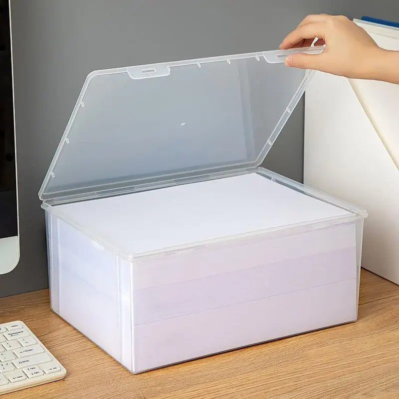 Plastic Storage Box For Office Large Capacity Transparent Paper Storage Case Desktop Storage Organization Document Box