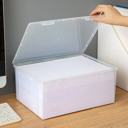 Plastic Storage Box For Office Large Capacity Transparent Paper Storage Case Desktop Storage Organization Document Box