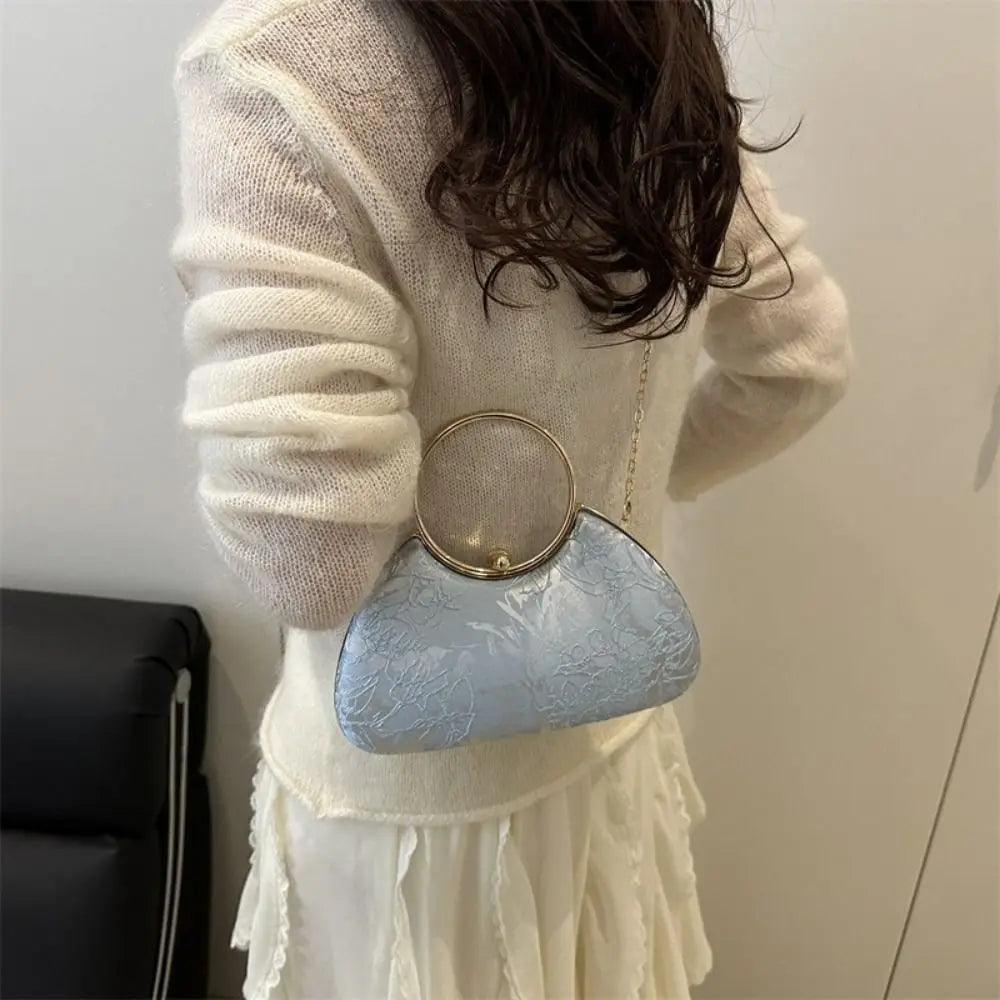 Fashion Polyester Fiber Evening Bags Elegant Chain Shoulder Bag Clutch Handbag Women