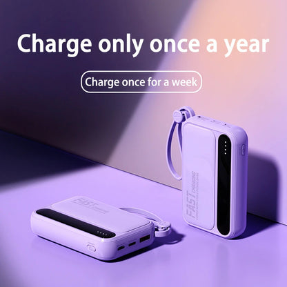 Lenovo 30000mAh Power Bank BuiIt in 4 Lines Super Fast Charging Large Capacity Portable External Battery for All Phones Android