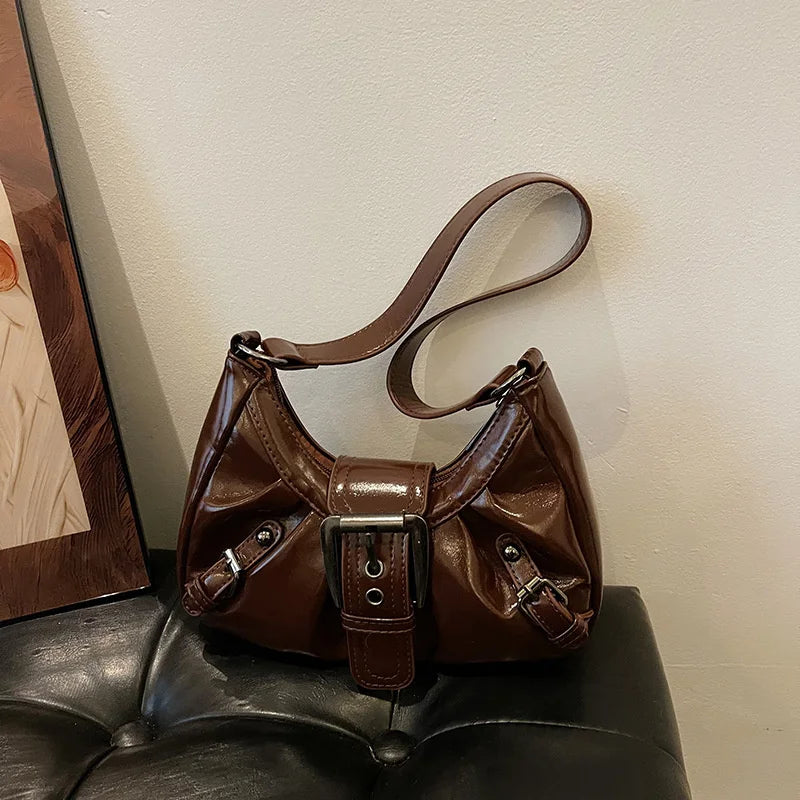 Y2K Retro Pleated Hobo Shoulder Bag for Women Hot Selling Maillard Style Underarm Bag Clutch Handbags for Travel Work Shopping