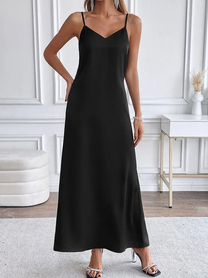 COOL BABES-2 Women's Maxi Dresses New Summer Black Sexy Deep V-neck Sling Backless Dress Female High Quality Slim Dress Clothing