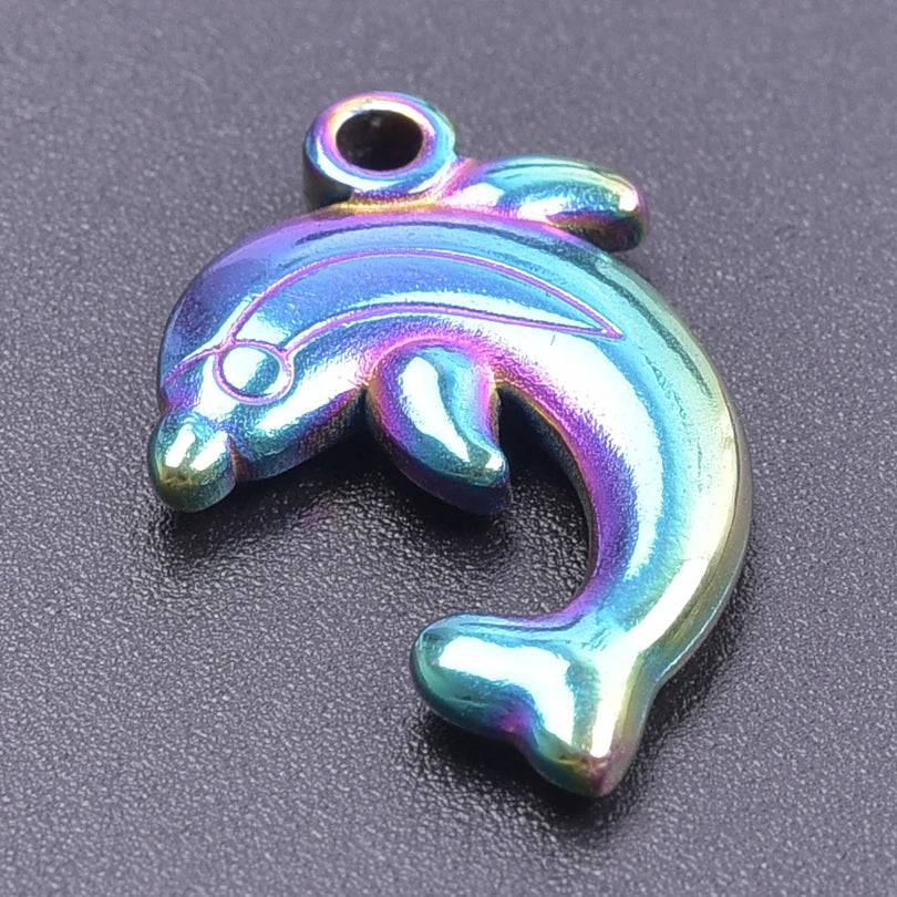 Color Brief Fashion Sense Of Design Pendant Mushroom Chain Heart-Shaped Feather Plant Rose  Marine Dolphin Pendants Diy Jewelry
