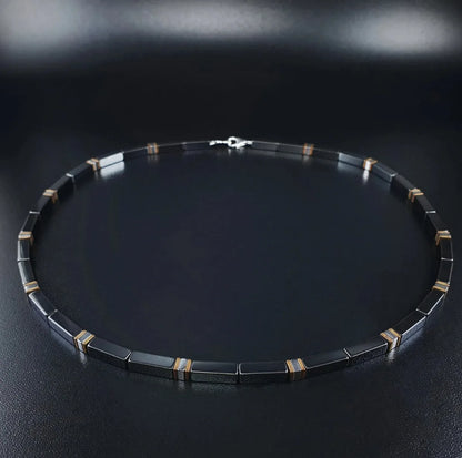 Mens Pearl Necklace with Hematite  Men Gemstones Necklace  Stone Necklace Onyx Mens Necklace