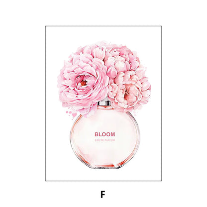 Fashion Makeup Pink Wall Art Women'S Perfume Canvas Painting Art Posters And Prints Home Decor Modern Sweet Flower Painting