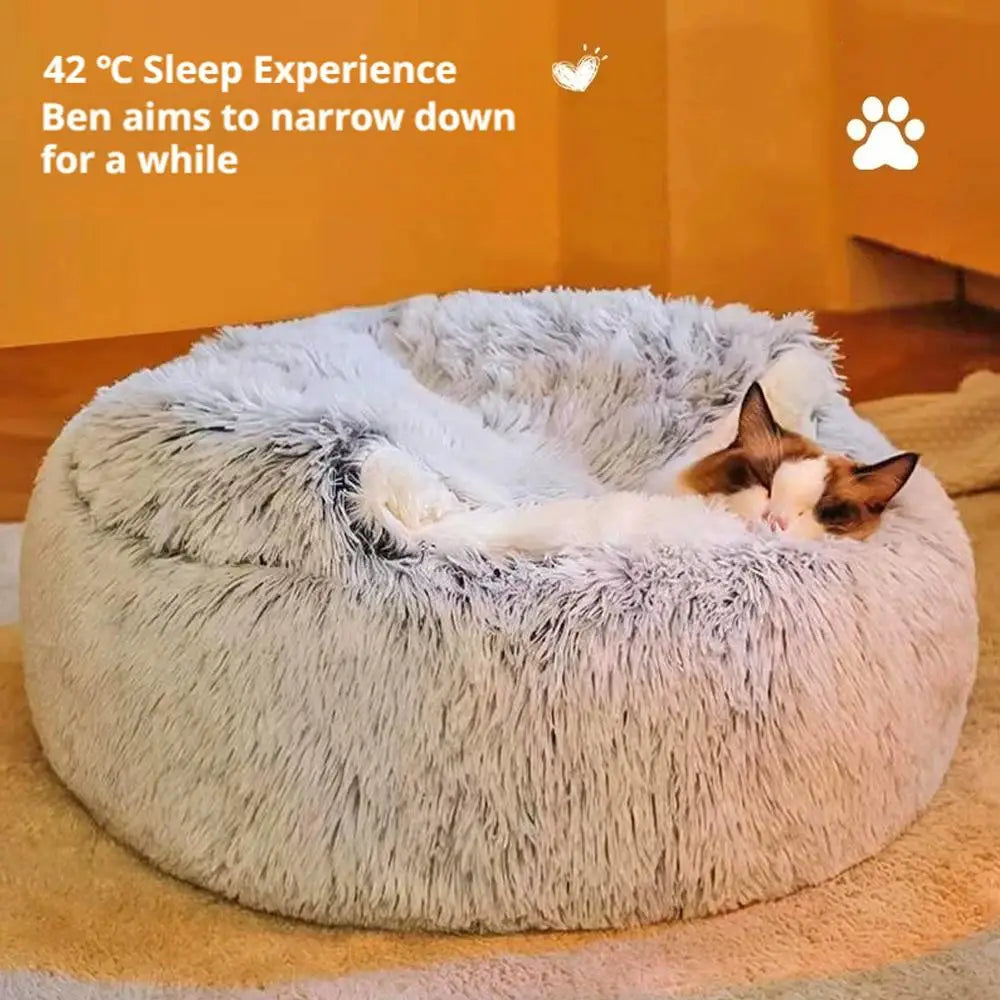 2 in 1 Soft Plush Pet Bed 50CM with Cover Round Cat Bed Pet Puppy Mattress Warm Cat Dog Sleeping Nest Cave for Small Dogs Mats