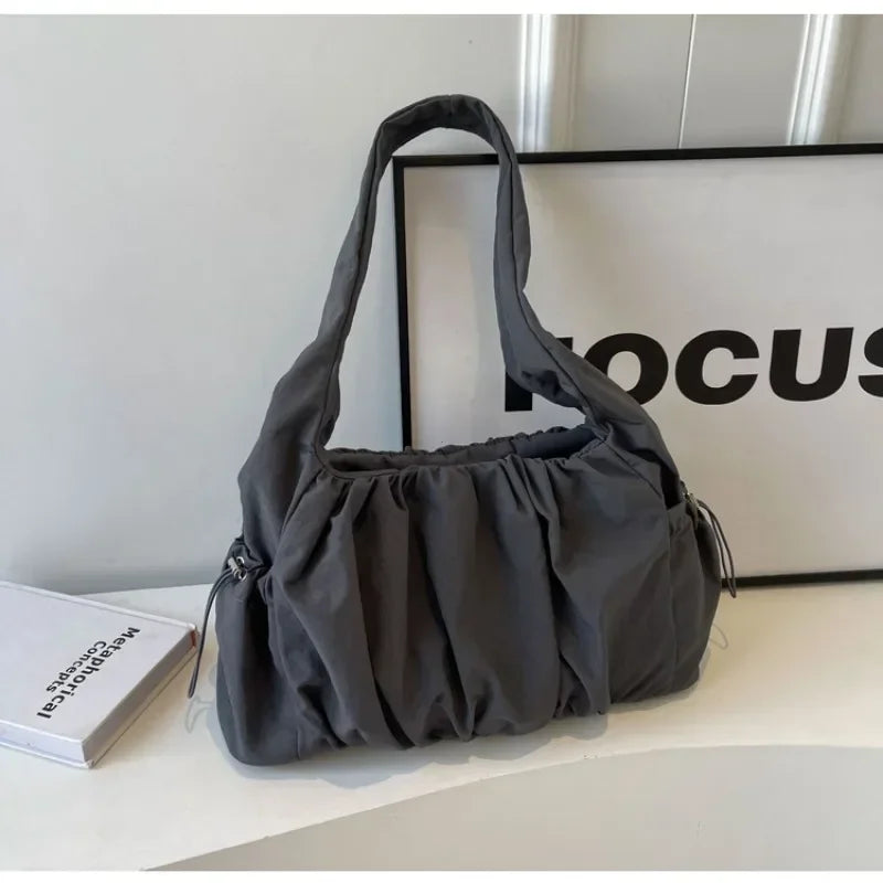 Nylon Cloth Bag Women Tote Bag Large Capacity Summer 2024 New All-Match Ins One-Shoulder College Student Class Bag Lady Handbag
