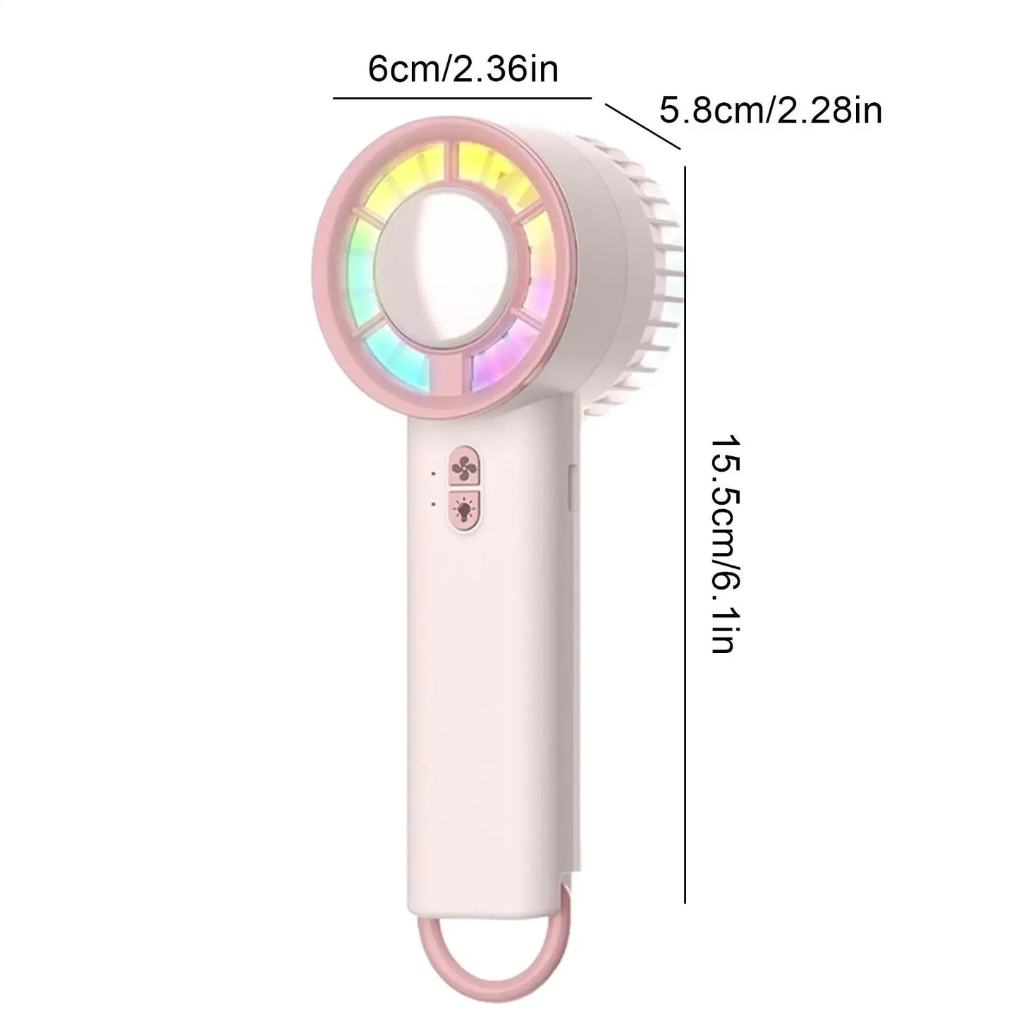 Portable Handheld Electric Fan Powerful 3 Modes Quiet Ventilador with Light for Outdoor Home Tent Trip Desk Car Beach Golf