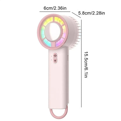 Portable Handheld Electric Fan Powerful 3 Modes Quiet Ventilador with Light for Outdoor Home Tent Trip Desk Car Beach Golf
