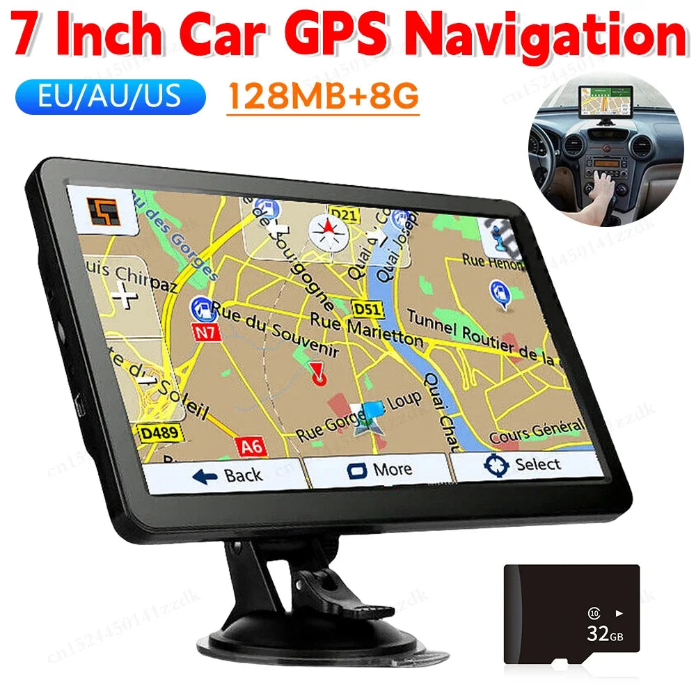 7 Inch Car Maps Navigation System For Universal Cars GPS Navigator Truck SAT NAV Voice Reminder 256MB+8G Touch Screen Accessorie