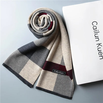 High Quality Wool Men Scarf Autumn Winter Classic Business Thermal Muffler Male Soft Korean Version Long Thick Warm Shawl No Box