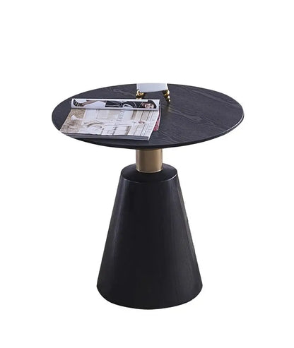Modern Black Coffee Tea Table Solid Wood Round Sofa Side Table for Office Hotel Reception Furniture