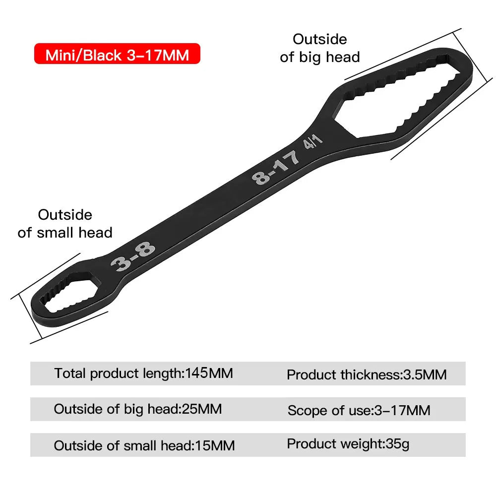 8-22mm 3-17mm Double End Universal Wrench Multifunctional , Self-Tightening Wrench Repair Tools Double Ended Wrench